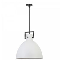 Dainolite Liberty 1 Light Pendant Matte Black Finish Matte White Metal Shade Lamp