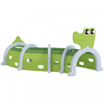 Qaba Crocodile Design Toddler Play Tunnel Indoor & Outdoor, Tunnel For Kids To Crawl Through, Climbi|Qaba Tunnel Pour Enfants, Tunnel De Jeu Pour Enfants Pour Interieur Et Exterieur, Tunnel Pour Enfant