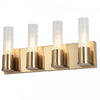 Dainolite Tube 4 Light Vanity Light Aged Brass Clear Fluted Glass Lamp