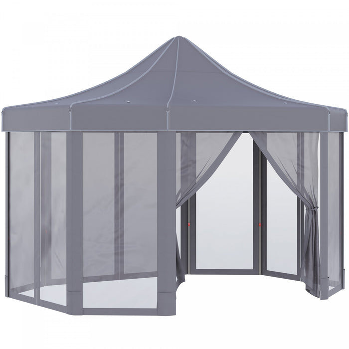 Outsunny 13' X 10' Pop Up Gazebo, Octagon Canopy Tent With Zippered Mesh Sidewalls, Weight Bags, Height Adjustable And Carrying Bag, Event Tent For Patio Garden Backyard, Grey