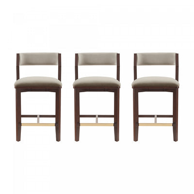 Patricia Modern Wood Upholstered Counter Stool in Linen - Set of 3 | Tabouret de comptoir moderne en bois Patricia avec revetement en lin - Lot de 3