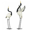 Outsunny 2pcs Heron Garden Statues Metal Yard Art Bird Sculptures, White