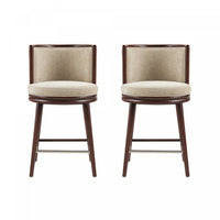 Evalyn Modern Wood Upholstered Counter Stool in Natural - Set of 2 