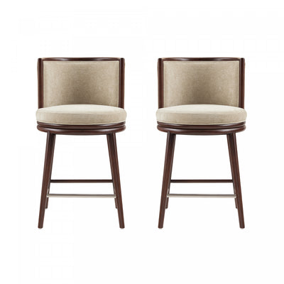 Evalyn Modern Wood Upholstered Counter Stool in Natural - Set of 2 | Tabouret de comptoir moderne en bois et tissu Evalyn, naturel - Lot de 2