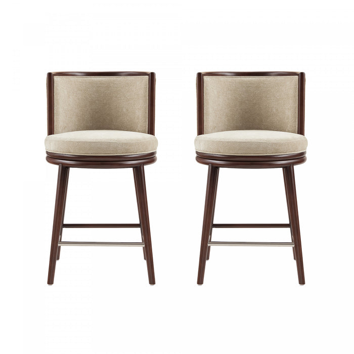 Evalyn Modern Wood Upholstered Counter Stool in Natural - Set of 2