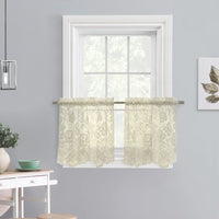 Habitat Limoges Ivory Sheer Rod Pocket Curtain Tiers - 55 x 36