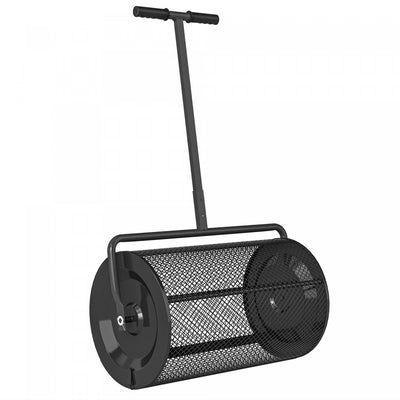 Outsunny 24 Inch Compost Spreader, Peat Moss Spreader with 24.4"/26.4" Height Adjustable Handle and Metal Mesh Basket, Lawn and Garden Soil Spreader for Spreading Manure, Black