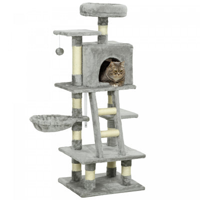 Pawhut Cat Tree, Cat Tower For Indoor Cats With Sisal Scratching Post, Cat Condo, Hammock, Bed, Ladd|Pawhut Arbre A Chat, Tour A Chat Pour Chats D'interieur Avec Griffoir En Sisal, Condo Pour Chat, Ham