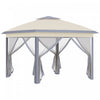 Outsunny 11' X 11' Pop-up Gazebo With Double Roof Carrying Bag, Beige And Grey|Outsunny Tonnelle Escamotable A Double Toit 11 X 11 Sac De Transport, Beige