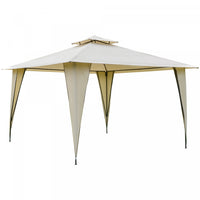 Outsunny 11x11ft Outdoor Party Gazebo Canopy Tent With 2-tier Roof & Dressed Legs, Beige