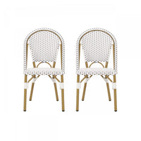Julien Faux Ratten and Aluminum French Bistro Chairs, Set of 2 - Grey and White 