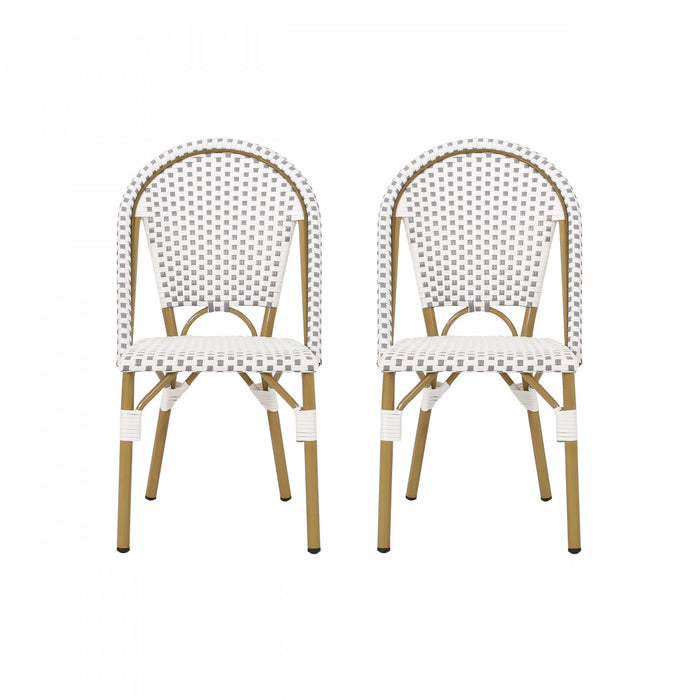 Julien Faux Ratten and Aluminum French Bistro Chairs, Set of 2 - Grey and White