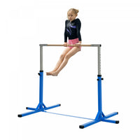 Soozier Professional Gymnastics Bar For Kids, Toddler Home Gymnastics Equipment With 13-level Adjustable Height, Gym Fitness, Blue