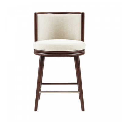 Evalyn Modern Wood Upholstered Counter Stool in Cream | Tabouret de comptoir moderne en bois avec revetement en tissu creme Evalyn