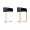 Louvre Mid-Century Modern Metal Upholstered Barstool in Black - Set of 2 Bar Stool