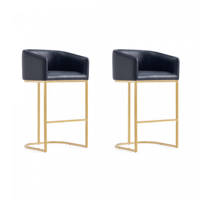Louvre Mid-Century Modern Metal Upholstered Barstool in Black - Set of 2 Bar Stool | Tabouret de bar rembourre en metal noir style mid-century modern Louvre - Lot de 2
