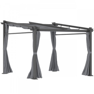 Outsunny 10' X 10' Metal Pergola With Sliding Roof Canopy, Retractable Pergola Canopy For Outdoor, Patio, Dark Grey