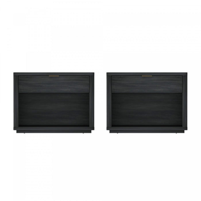 Evelyn Modern 32\" Nightstand in Charcoal Gray (1-Drawer) - Set of 2