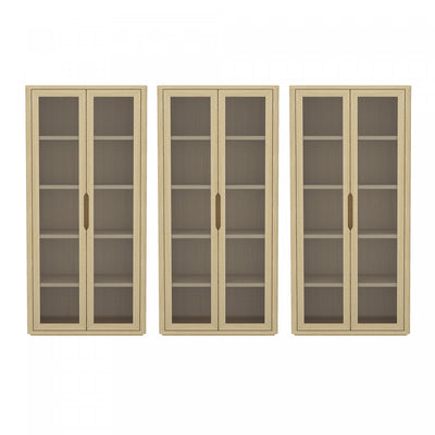 Rivington Modern 38" Bookcase Cabinet in Natural Oak - Set of 3 | Armoire bibliotheque moderne Rivington 38" en chene naturel - Ensemble de 3