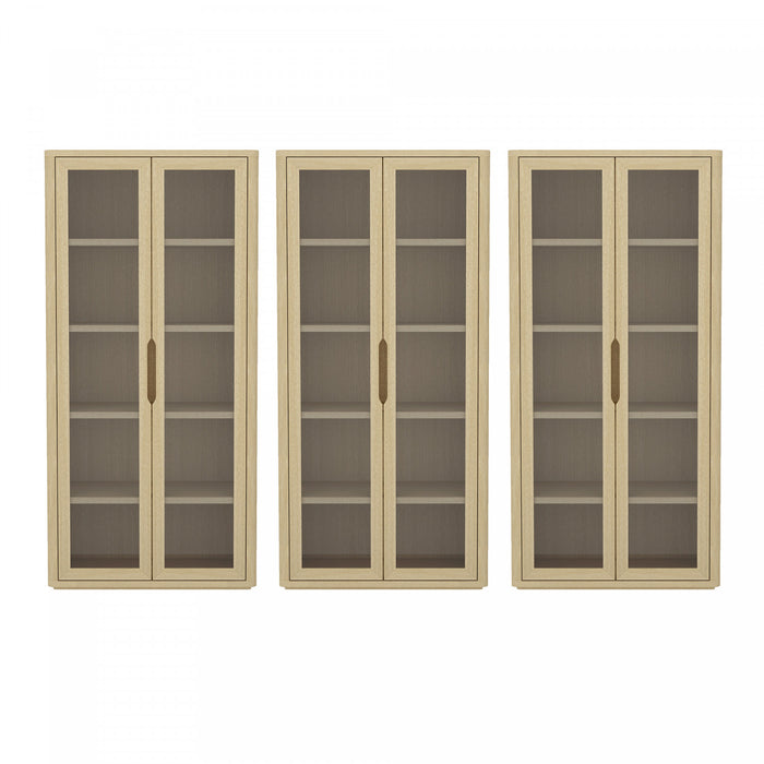 Rivington Modern 38\" Bookcase Cabinet in Natural Oak - Set of 3