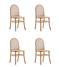 Paragon Industry Chic Cane Back Wood Upholstered Dining Chair in Oatmeal - Set of 4 