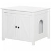 Pawhut Cat Litter Box Enclosure With Openable Top, Cat Washroom Storage Side Table With Double Doors, Zinc Alloy Handles, For Indoor Use, White