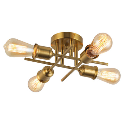 Dainolite Nebraska 4 Light Semi-flush Mount Aged Brass Finish Lamp|Plafonnier semi-affleuré Nebraska de Dainolite avec fini laiton vieilli et 4 ampoules