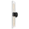 Dainolite Samantha 2 Light Vanity Light Tall Matte Black Clear Fluted Glass Lamp