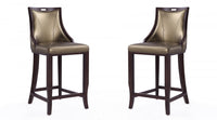 Emperor Traditional Wood Upholstered Barstool in Bronze - Set of 2 