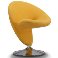 Manhattan Comfort Curl Polished Chrome Wool Blend Swivel Accent Chair - Yellow