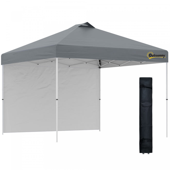 Outsunny 10' X 10' Pop Up Canopy Tent With Sidewall And Bag, Grey