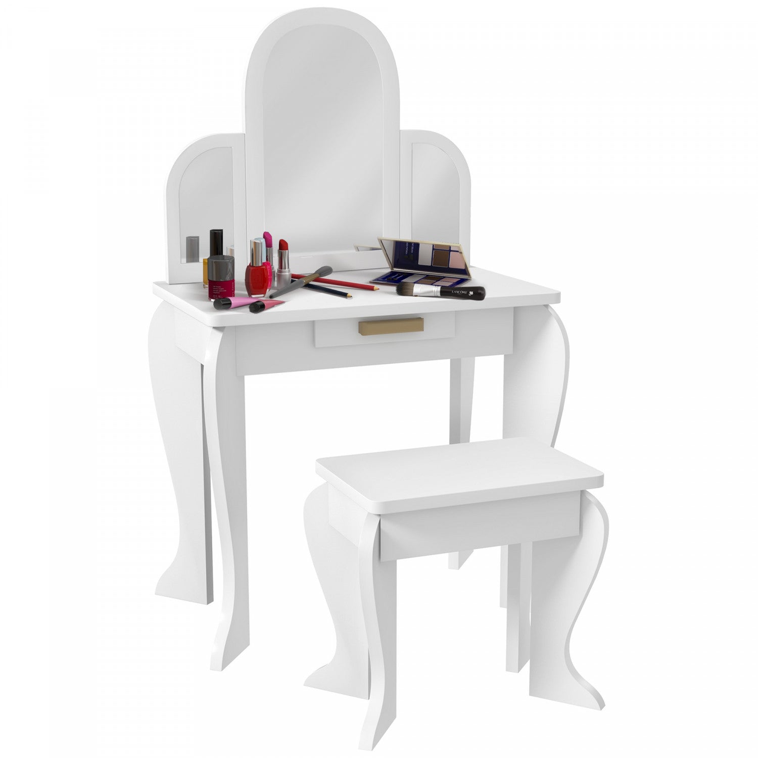 Qaba Kids Dressing Table And Chair Set Girls Dressing Set Makeup The Brick
