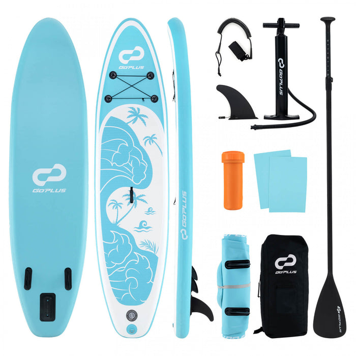 Goplus Small Inflatable Sup Board, Portable Paddle Board With 5d Rings Stand Up Paddle Board For Youth & Adult Turquoise