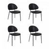 Haven Contemporary Modern Vegan Leather Metal Side Chair in Black - Set of 4