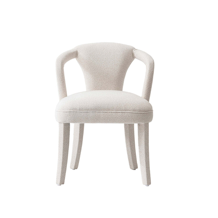 Palmer Mid-Century Modern Upholstered Tweed Armchair in Ivory Dining Chair