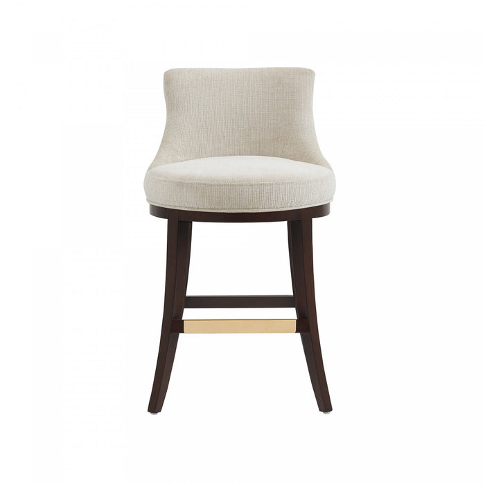 Lucia Modern Wood Chenille Counter Stool in Natural Bar Stool