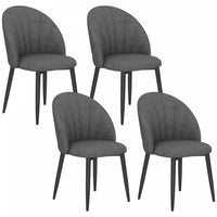 HOMCOM Dining Chairs Set of 4 Kitchen Chairs with Metal Legs Charcoal Grey