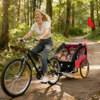 Aosom 2-Seat Bike Trailer for Kids, Baby Bicycle Trailer with Storage Bag, 5-Point Harness, 20