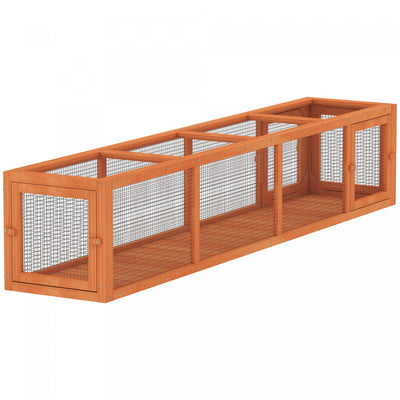 PawHut Catio Outdoor 79"L Cat Tunnel, Cat Enclosure DIY L- Shape with Extendable Design, Kitty shelter with Weather Protection, Removable Door, Orange