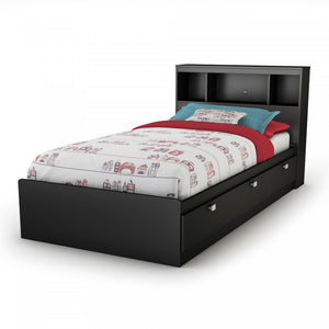 Spark Storage Bed And Bookcase Headboard Set - Pure Black 