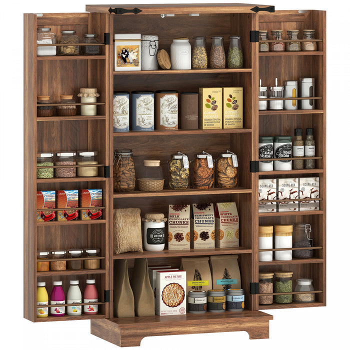 HOMCOM Kitchen Pantry Cabinet with Adjustable Shelves Storage Cabinet Brown