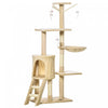 Pawhut 52\" Multi-level Cat Tree Kitten Playhouse Kitty Activity Center Scratching Post Rest Condo With Hammock Beige