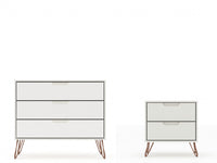 Rockefeller Mid-Century Modern 2-Piece Dresser Set in Off White 