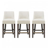 Beever Modern Chenille Wood Counter Stool in Cream - Set of 3 Bar Stool