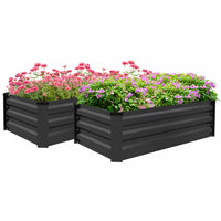 Outsunny Set Of 2 Raised Garden Beds, Galvanized Planter Box, Grey