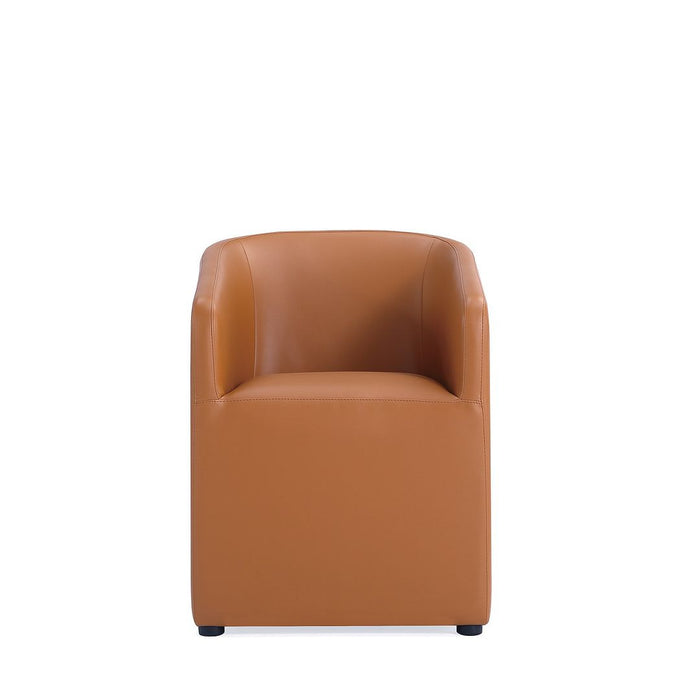 Manhattan Comfort Anna Modern Round Faux Leather Dining Chair - Saddle