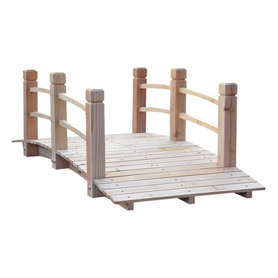 Outsunny 5ft Wood Garden Bridge Outdoor Decorative Landscape Side Rails Backyard Moon Bridge Park De|Pont De Jardin En Bois Outsunny 5pi Exterieur Decoratif Paysage Rails Lateraux Arriere-cour Lune Pon