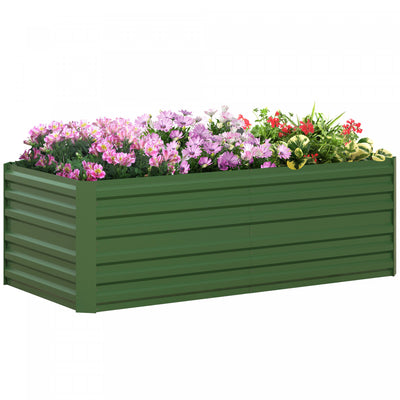 Outsunny Raised Garden Bed, 71" X 35" X 23" Galvanized Steel Planters For Outdoor Plants With Multi-|Outsunny Jardiniere Surelevee En Metal Avec Tiges Renforcees, Vert