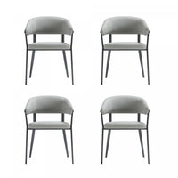 Belle Modern Metal Upholstered Dining Chair in Stone Gray - Set of 4 