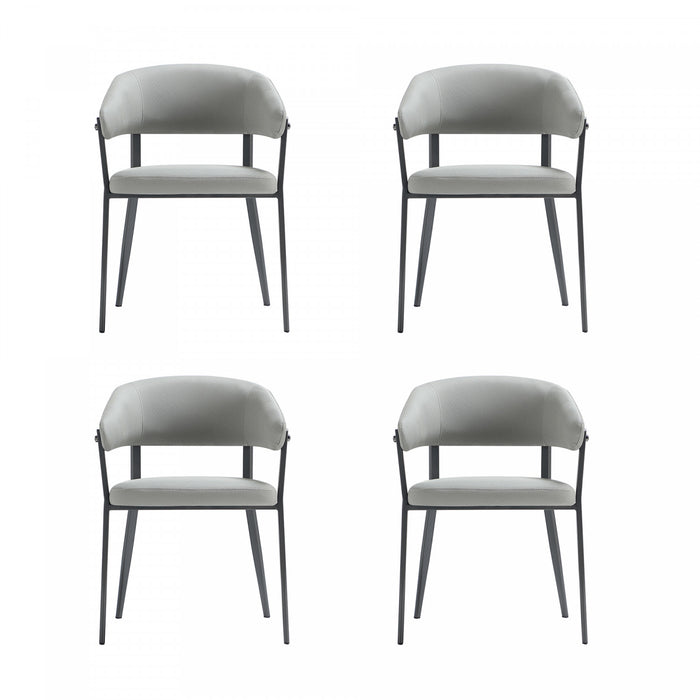 Belle Modern Metal Upholstered Dining Chair in Stone Gray - Set of 4